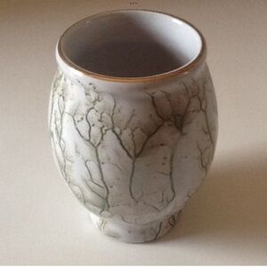 Vintage Delft Holland Small Bud Vase Gold Green Marble Design Tree Branch MCM